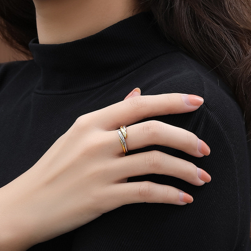 Interlocking Twisted Ring, Sterling Silver Ring, Twist Ring, Adjustable Ring, Weaving Braid Ring, Handmade Jewelry Ring, Latuki Fine Jewelry