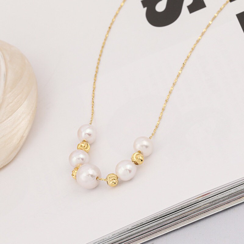 Freshwater Pearl Bead Necklace by Latuki • Dainty Pearl Necklace • Bridesmaids Gifts • Gift for Mom • Pearl Necklace • Premium Gift For Her