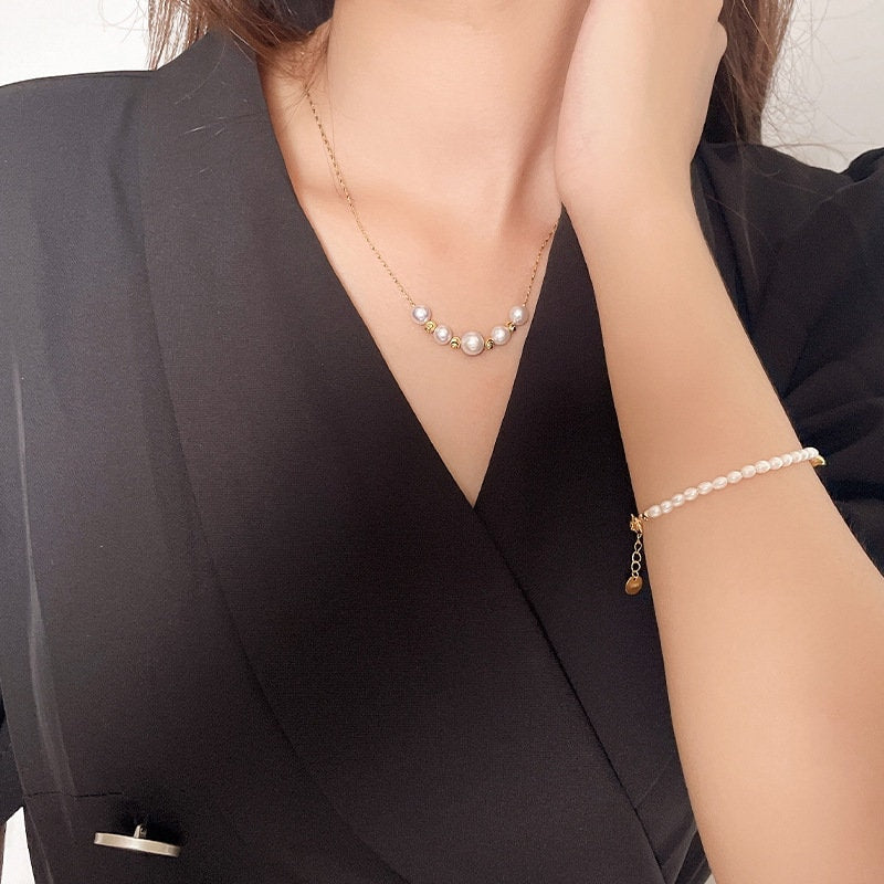 Freshwater Pearl Bead Necklace by Latuki • Dainty Pearl Necklace • Bridesmaids Gifts • Gift for Mom • Pearl Necklace • Premium Gift For Her