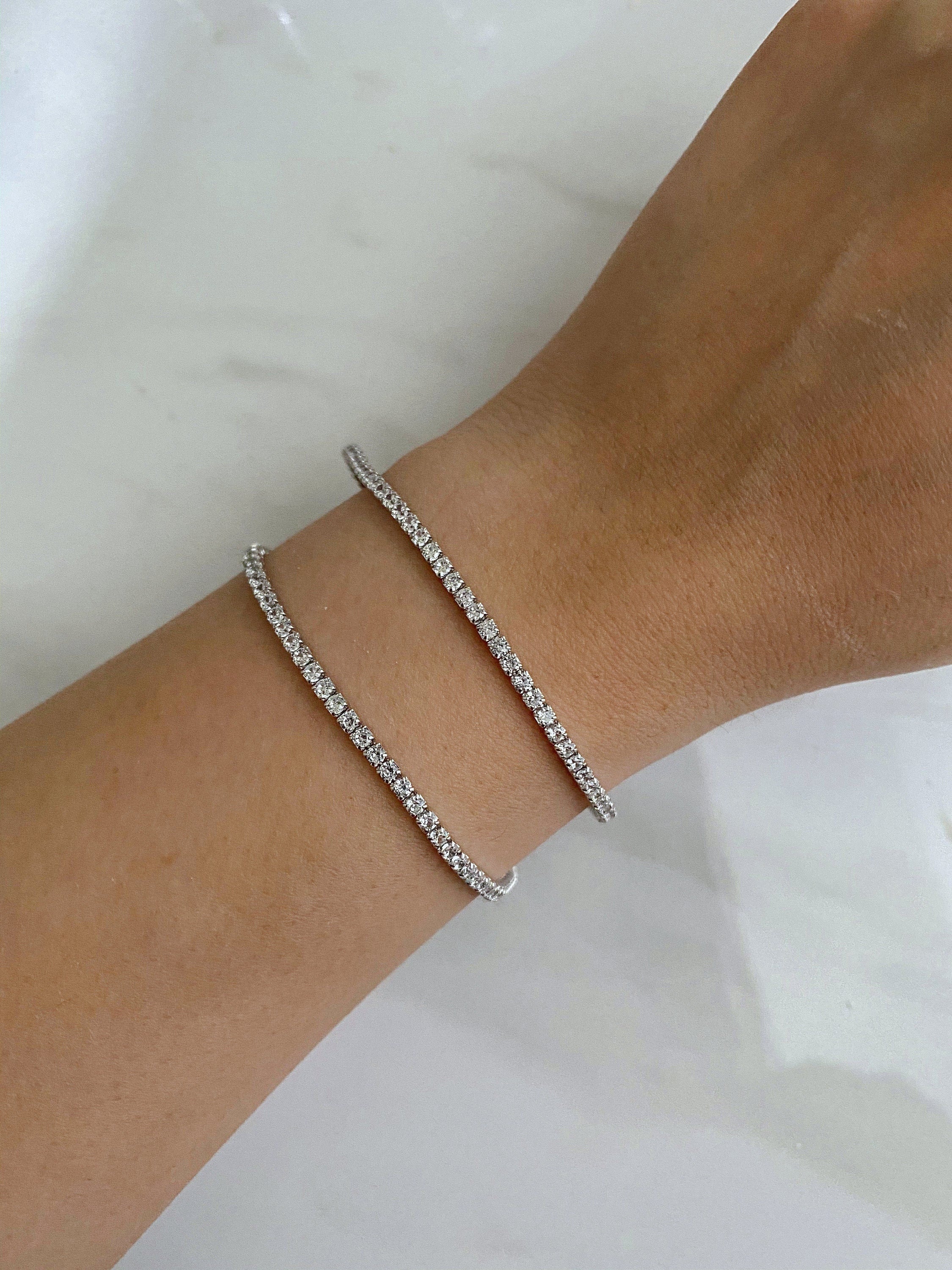 Tennis Bracelet, Premium Swarovski 2mm CZ Diamonds, Delicate Bracelet, Diamond Bracelet, Silver, Bracelet for Men/Women, Gift For Her
