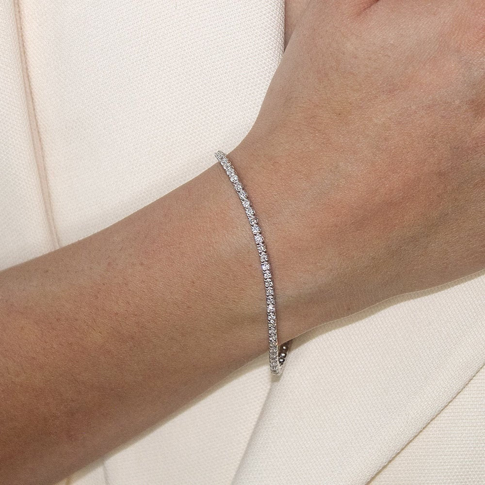 Tennis Bracelet, Premium Swarovski 2mm CZ Diamonds, Delicate Bracelet, Diamond Bracelet, Silver, Bracelet for Men/Women, Gift For Her