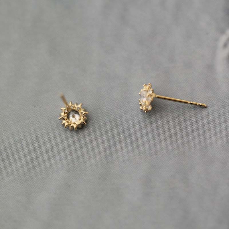 14K Dainty Sunflower Stud Earrings, SOLID GOLD 14K Stud Earrings, 14K Jewelry, Minimalist Jewelry, Dainty Earrings, Tiny Gold Studs Earrings