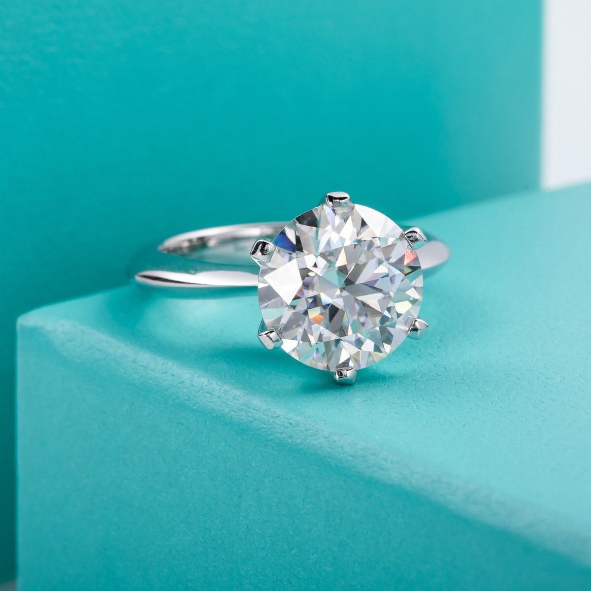 5.0 CT Moissanite Diamond Wedding Ring, Big Diamond Ring, Simulated Diamond Engagement Ring, Anniversary Ring, Promise Ring, Sterling Silver