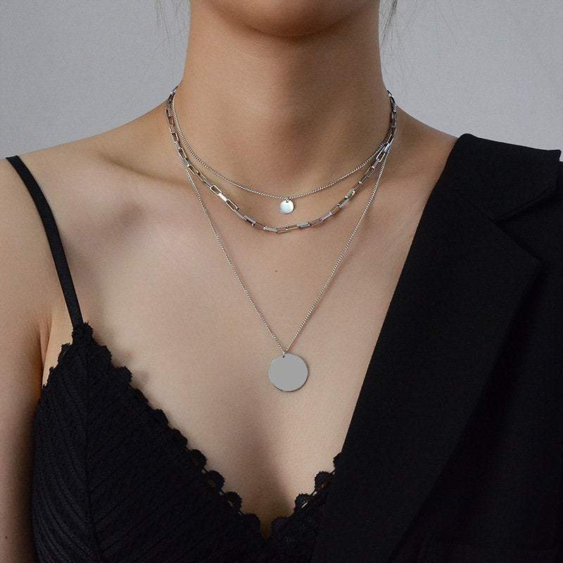 Layered Necklaces Set, Disc Necklace, Choker Multi Necklace Set, Coin Necklace, 3 Necklace Set, GOLD FILLED Necklace, Gold Layer Necklace LATUKI