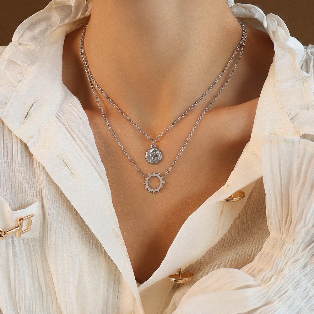 Layered Necklaces Set, Sun Necklace, Coin Necklace, Sunburst Necklace, 2 Necklace Set, 18K GOLD FILLED Necklace, Gold Layer Necklace, Gift LATUKI