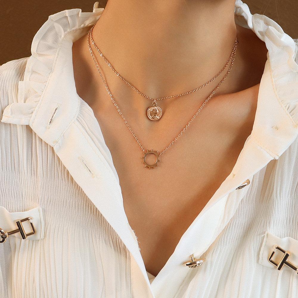 Layered Necklaces Set, Sun Necklace, Coin Necklace, Sunburst Necklace, 2 Necklace Set, 18K GOLD FILLED Necklace, Gold Layer Necklace, Gift LATUKI