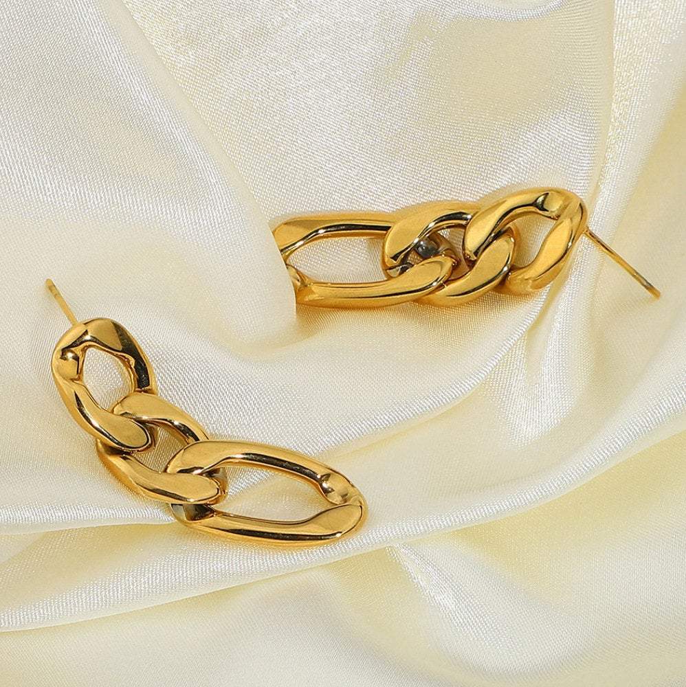 Link Chain Earrings, Gold Earrings, 18K GOLD FILLED, Chunky Chain Earrings, Cuban Chain Earrings, Statement Earrings, Minimalist Earrings LATUKI