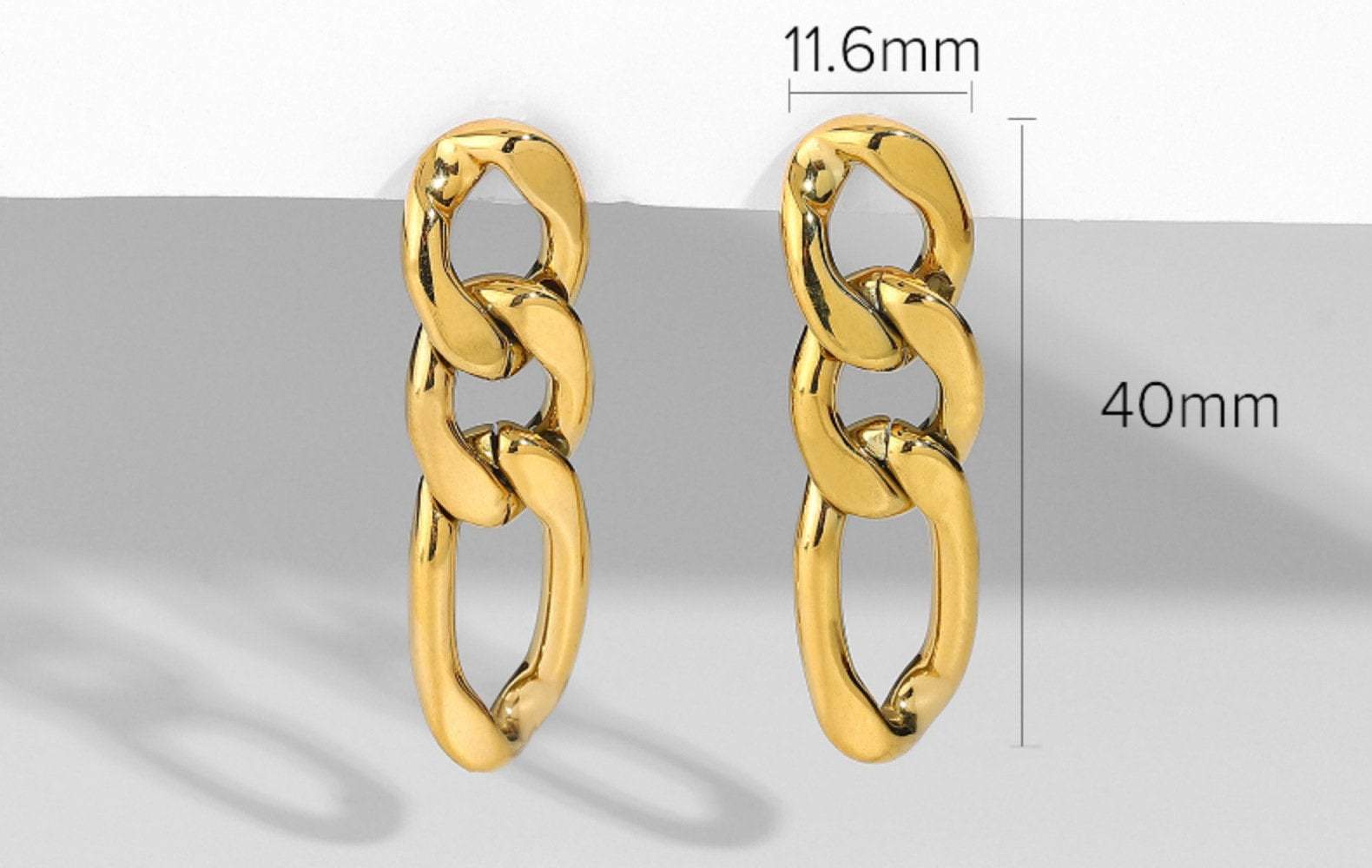 Link Chain Earrings, Gold Earrings, 18K GOLD FILLED, Chunky Chain Earrings, Cuban Chain Earrings, Statement Earrings, Minimalist Earrings LATUKI