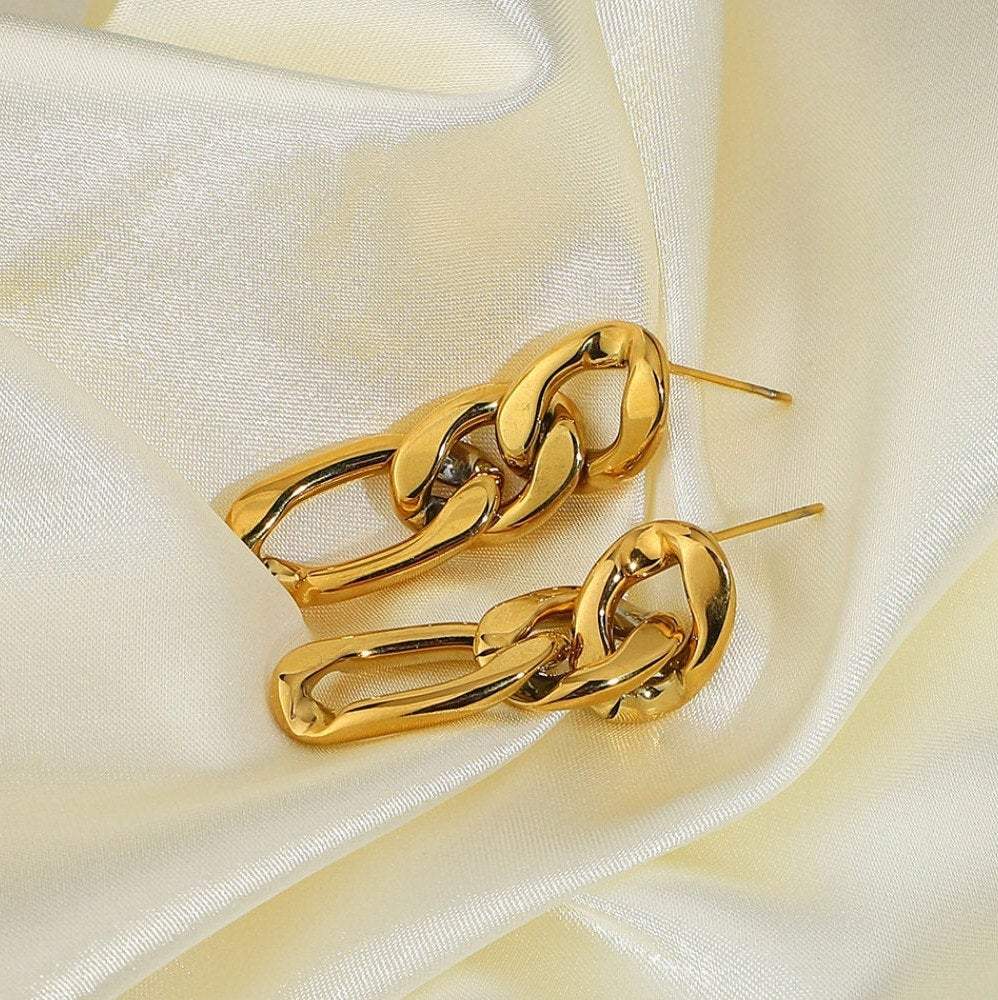 Link Chain Earrings, Gold Earrings, 18K GOLD FILLED, Chunky Chain Earrings, Cuban Chain Earrings, Statement Earrings, Minimalist Earrings LATUKI