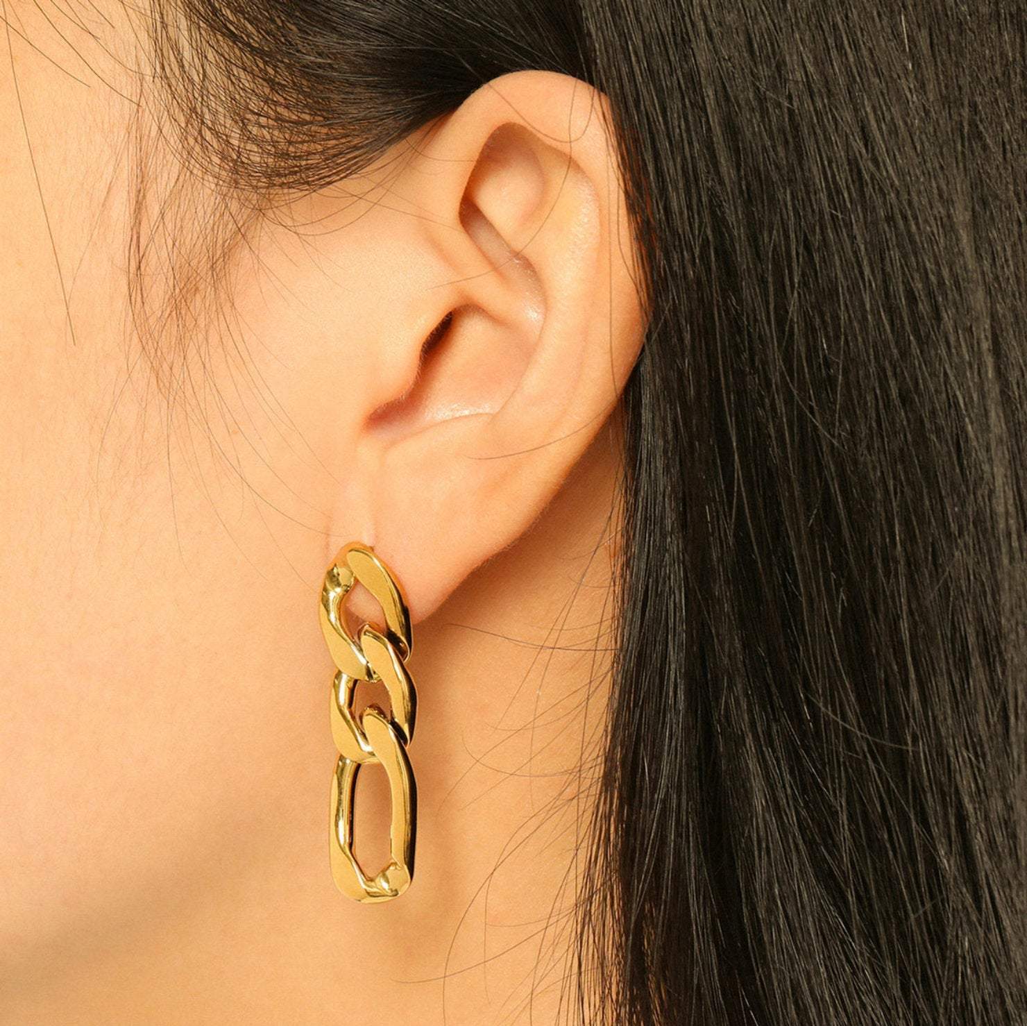 Link Chain Earrings, Gold Earrings, 18K GOLD FILLED, Chunky Chain Earrings, Cuban Chain Earrings, Statement Earrings, Minimalist Earrings LATUKI
