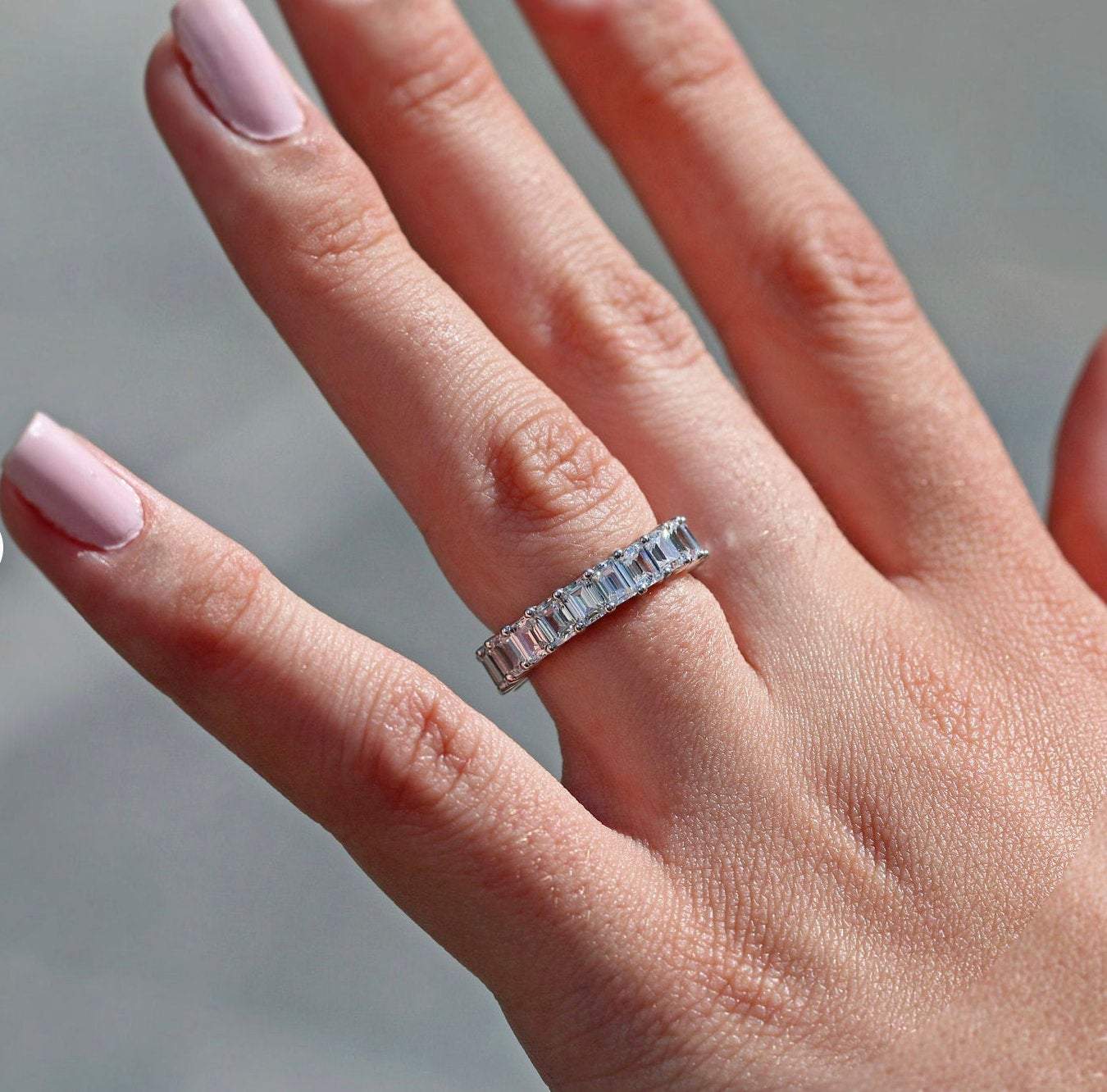 Lynne Sterling Silver Radiant Cut Eternity Ring LATUKI