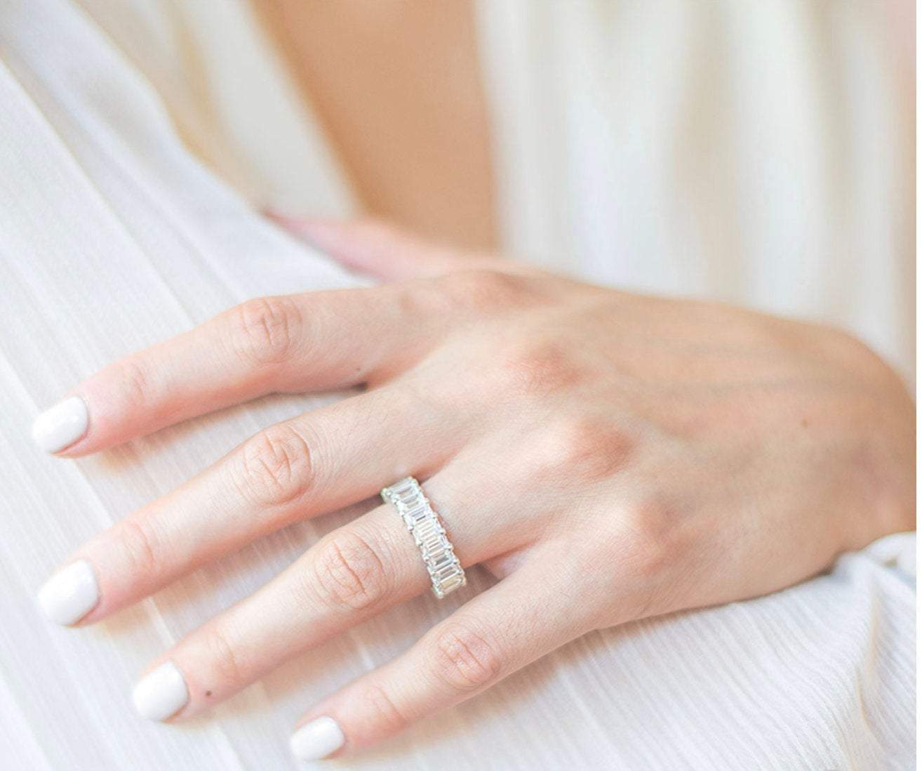 Lynne Sterling Silver Radiant Cut Eternity Ring LATUKI