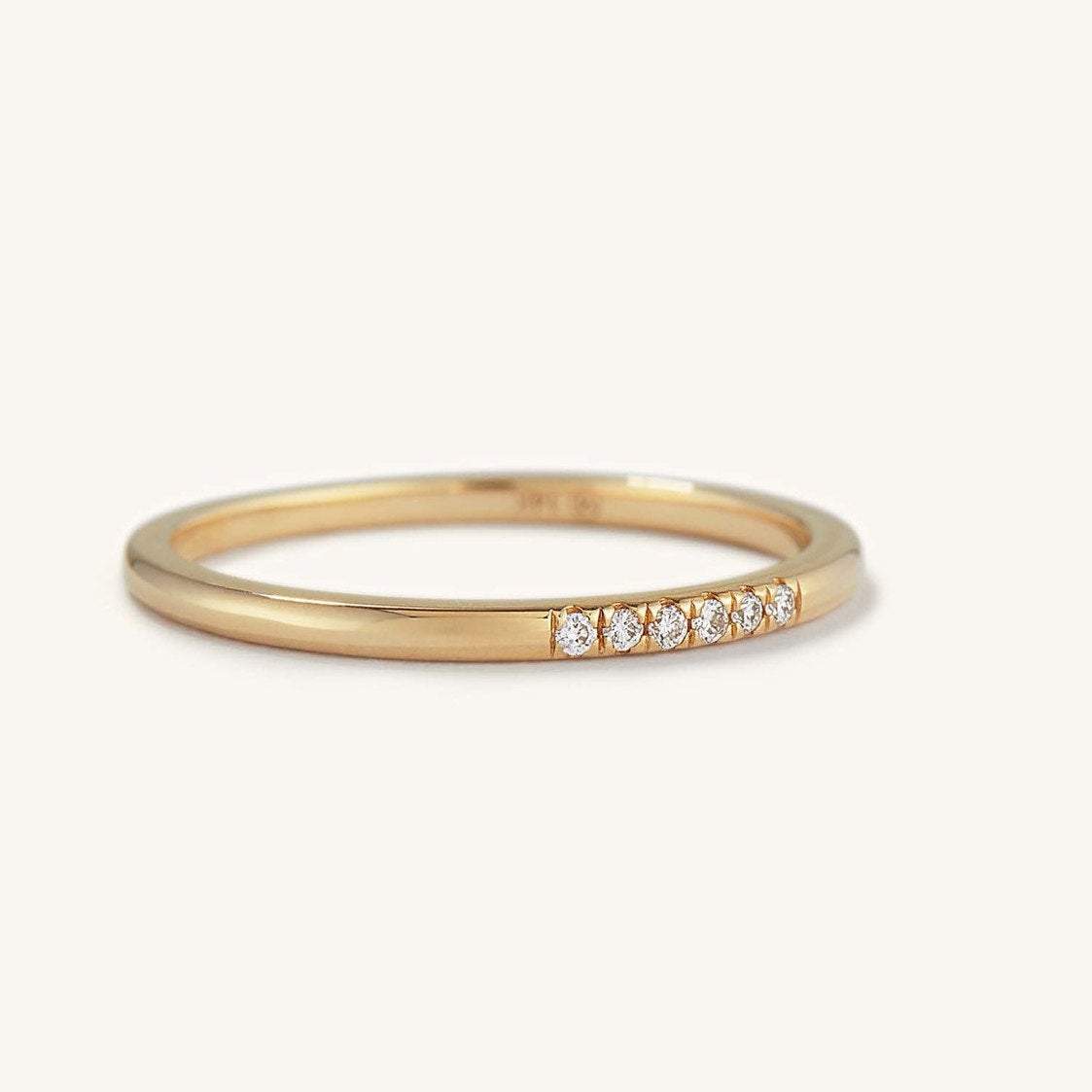 Minimalist Wedding Band, CZ Diamond Wedding Ring, Diamond Wedding Band, Diamond Engagement Band, 1.2mm Stacking Ring Gold, Engagement Ring LATUKI