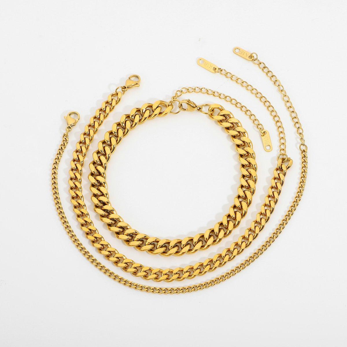 Mona Gold Filled Anklets (Cuban, Figaro, Mariner) LATUKI Full Cuban Set