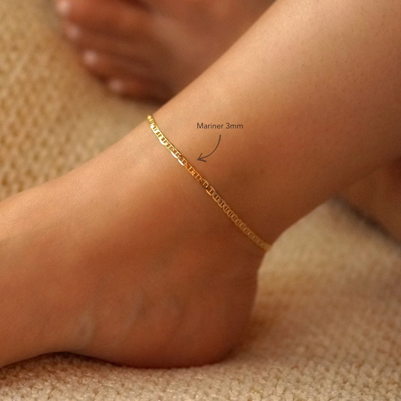 Mona Gold Filled Anklets (Cuban, Figaro, Mariner) LATUKI Mariner 3mm