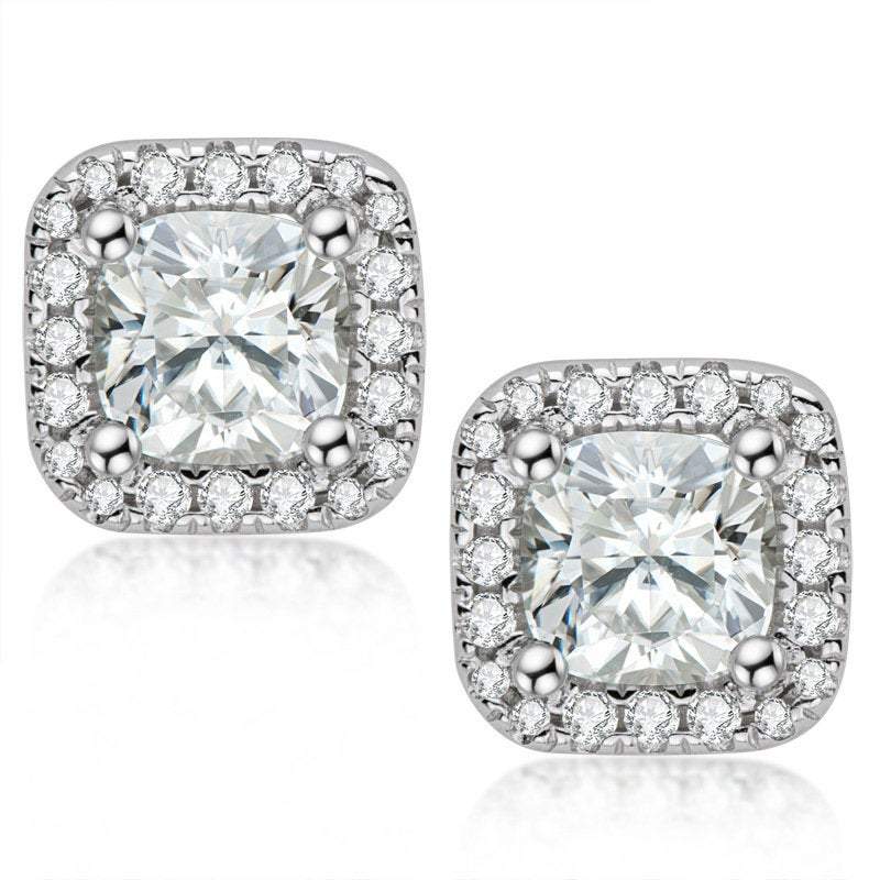 Rhonda 1 CT Halo Moissanite Earring Studs LATUKI