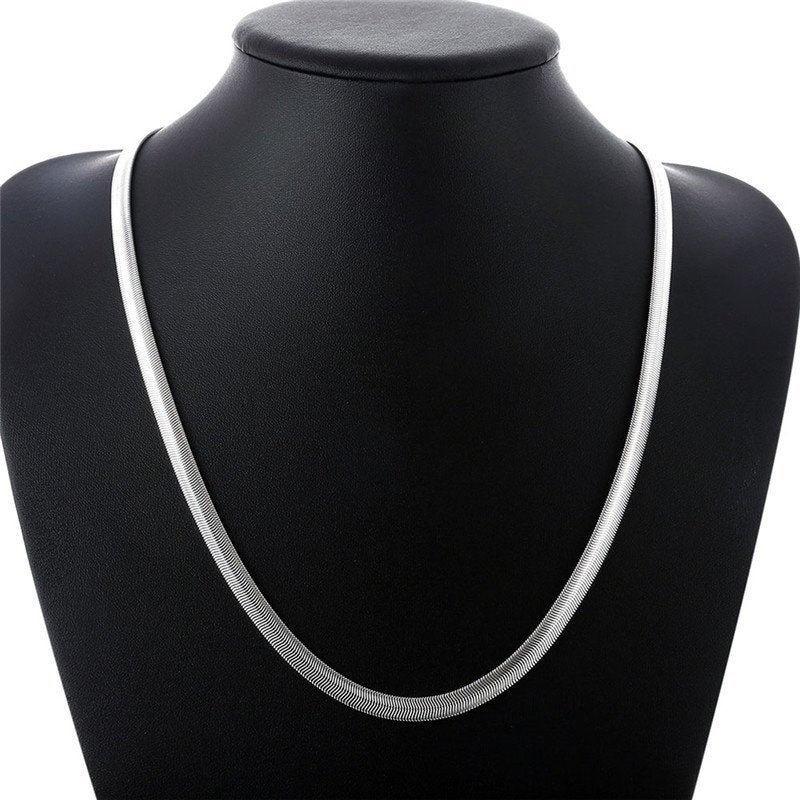 Silver Herringbone Necklace, Silver Herringbone Chain, Layer Necklace Set, Snake Necklace, Silver Chain Necklace, Silver Necklace, LATUKI