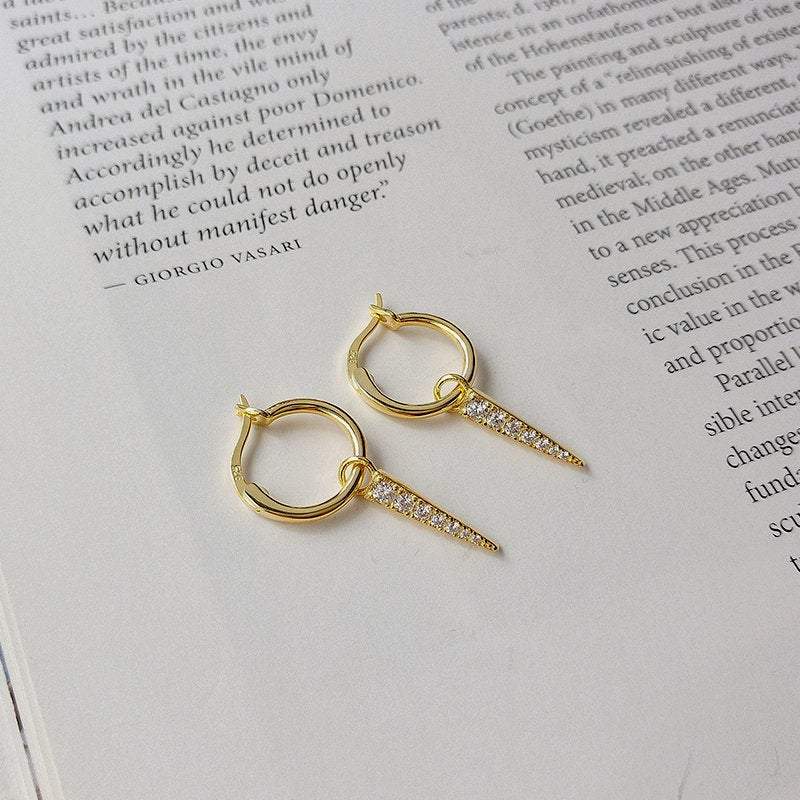 Spike Earrings, Spike Hoop Earrings CZ, Hoop Dangle Earrings, Minimalist Earrings, Huggie Spike Earrings, Huggie Hoop Earring, Spike Huggies LATUKI