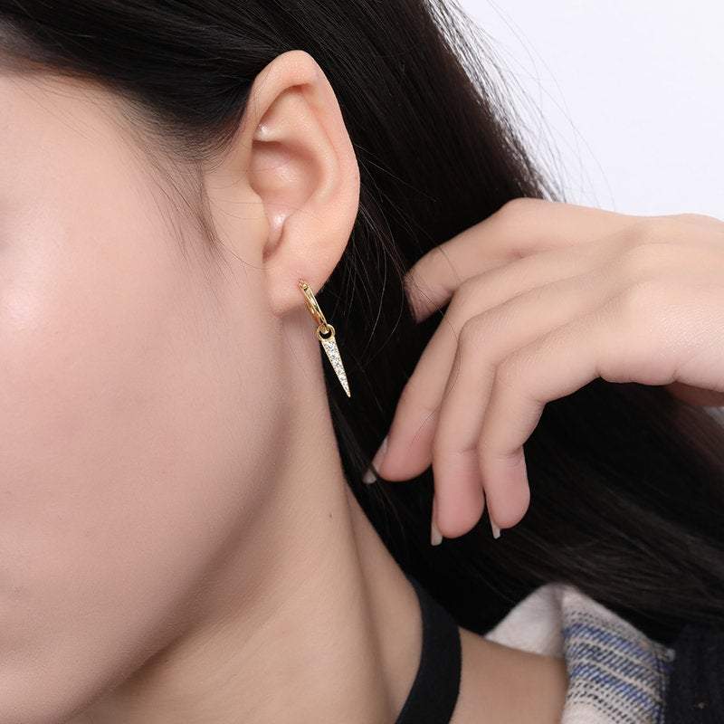 Spike Earrings, Spike Hoop Earrings CZ, Hoop Dangle Earrings, Minimalist Earrings, Huggie Spike Earrings, Huggie Hoop Earring, Spike Huggies LATUKI