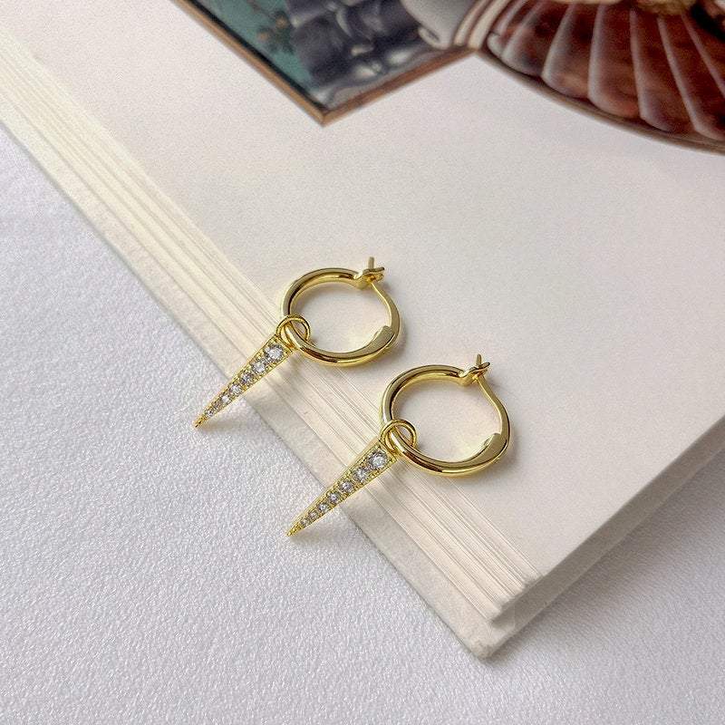Spike Earrings, Spike Hoop Earrings CZ, Hoop Dangle Earrings, Minimalist Earrings, Huggie Spike Earrings, Huggie Hoop Earring, Spike Huggies LATUKI