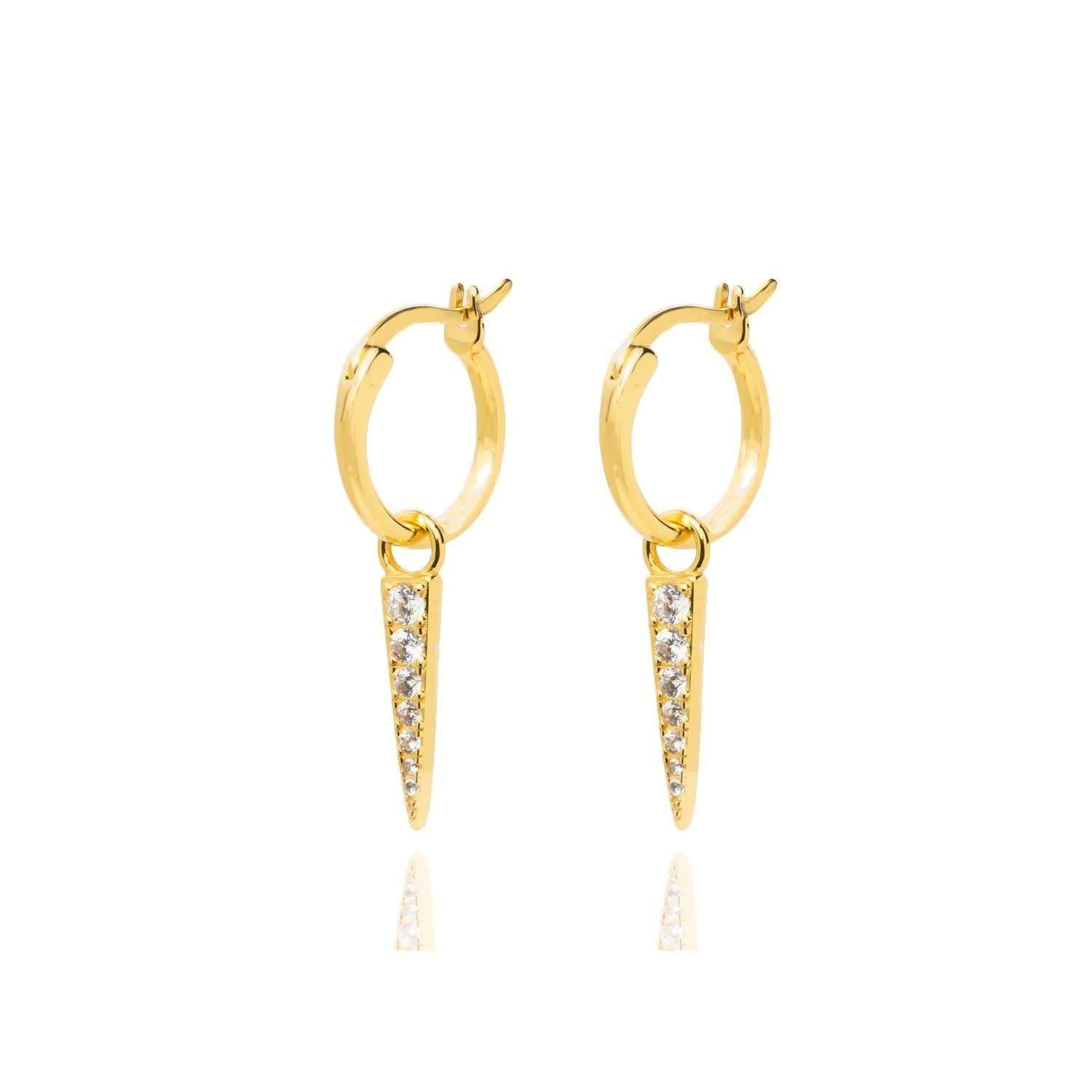 Spike Earrings, Spike Hoop Earrings CZ, Hoop Dangle Earrings, Minimalist Earrings, Huggie Spike Earrings, Huggie Hoop Earring, Spike Huggies LATUKI