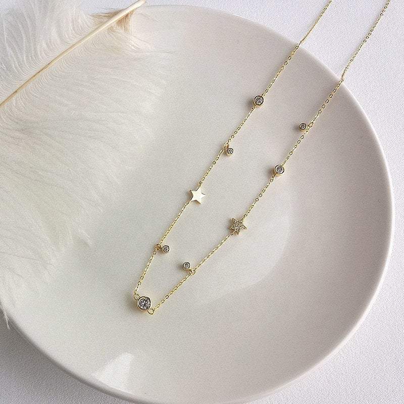 Star drop necklace, Dainty Gold Necklace, Celestial Necklace, Dainty Necklace, Layered necklaces, minimalistic necklaces, Dainty Choker Gold LATUKI