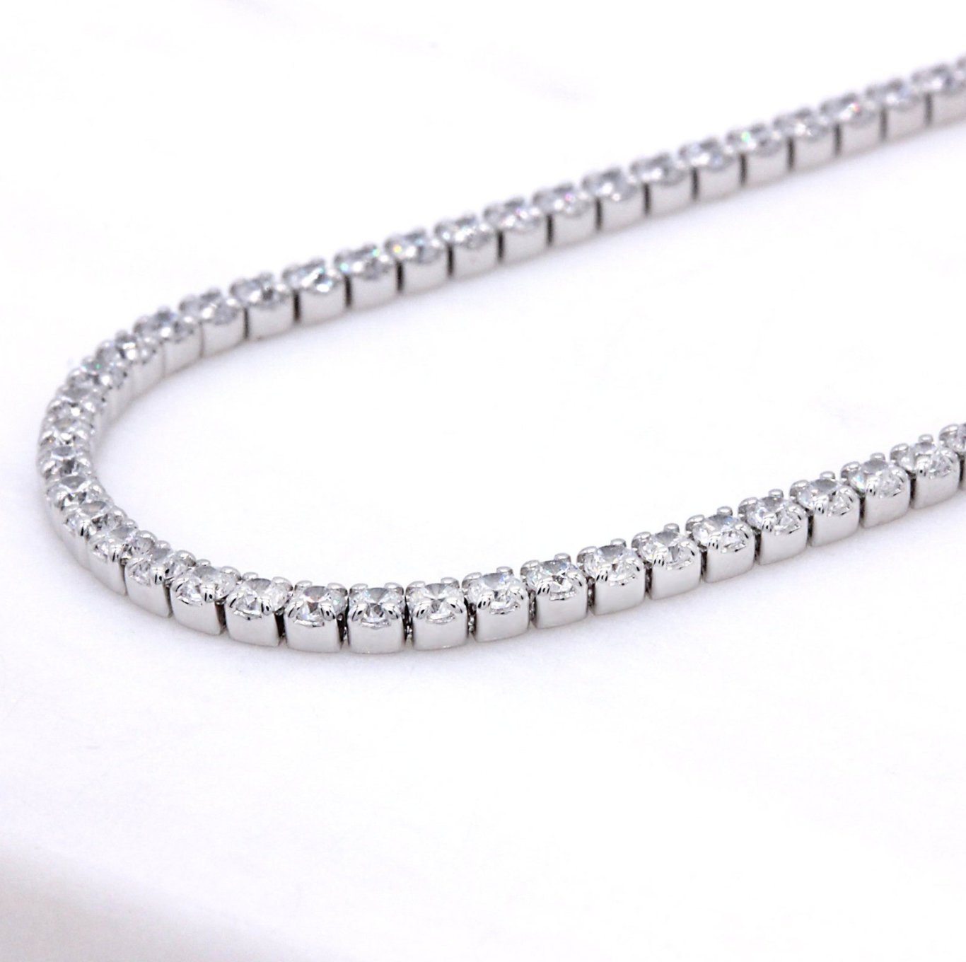 Sterling Silver 925 Tennis Necklace, 2mm Tennis Choker, Tiny Choker, Dainty Choker Necklace, Layering Choker Necklace, Small Diamond Choker LATUKI
