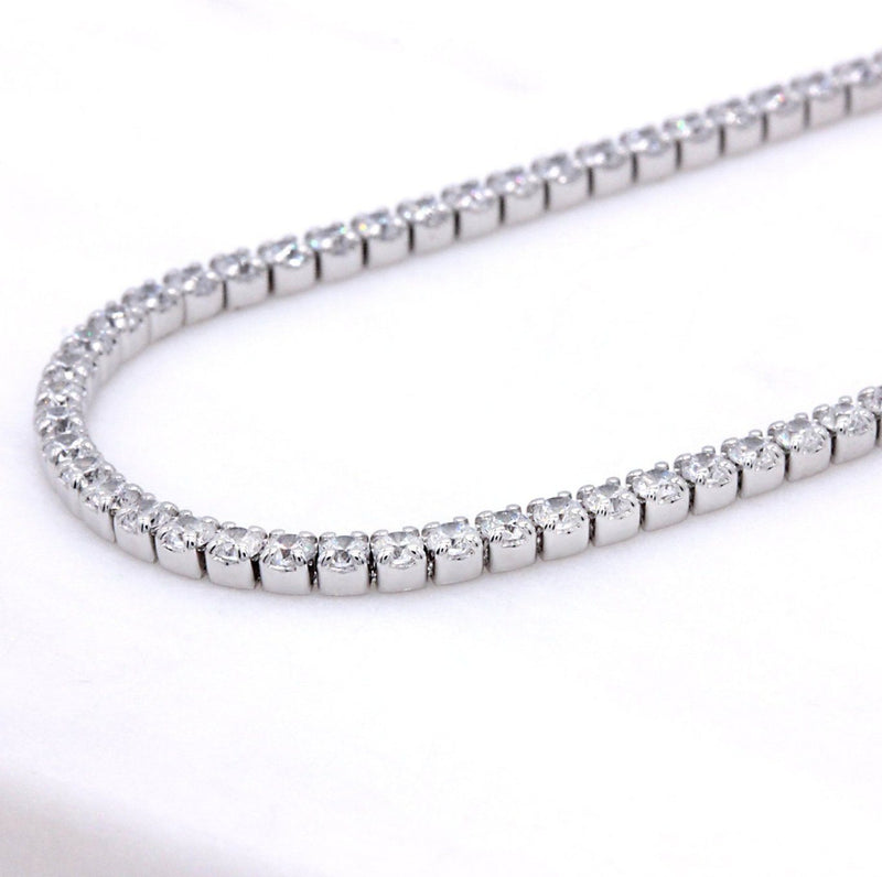 Sterling Silver 925 Tennis Necklace, 2mm Tennis Choker, Tiny Choker, Dainty Choker Necklace, Layering Choker Necklace, Small Diamond Choker LATUKI 