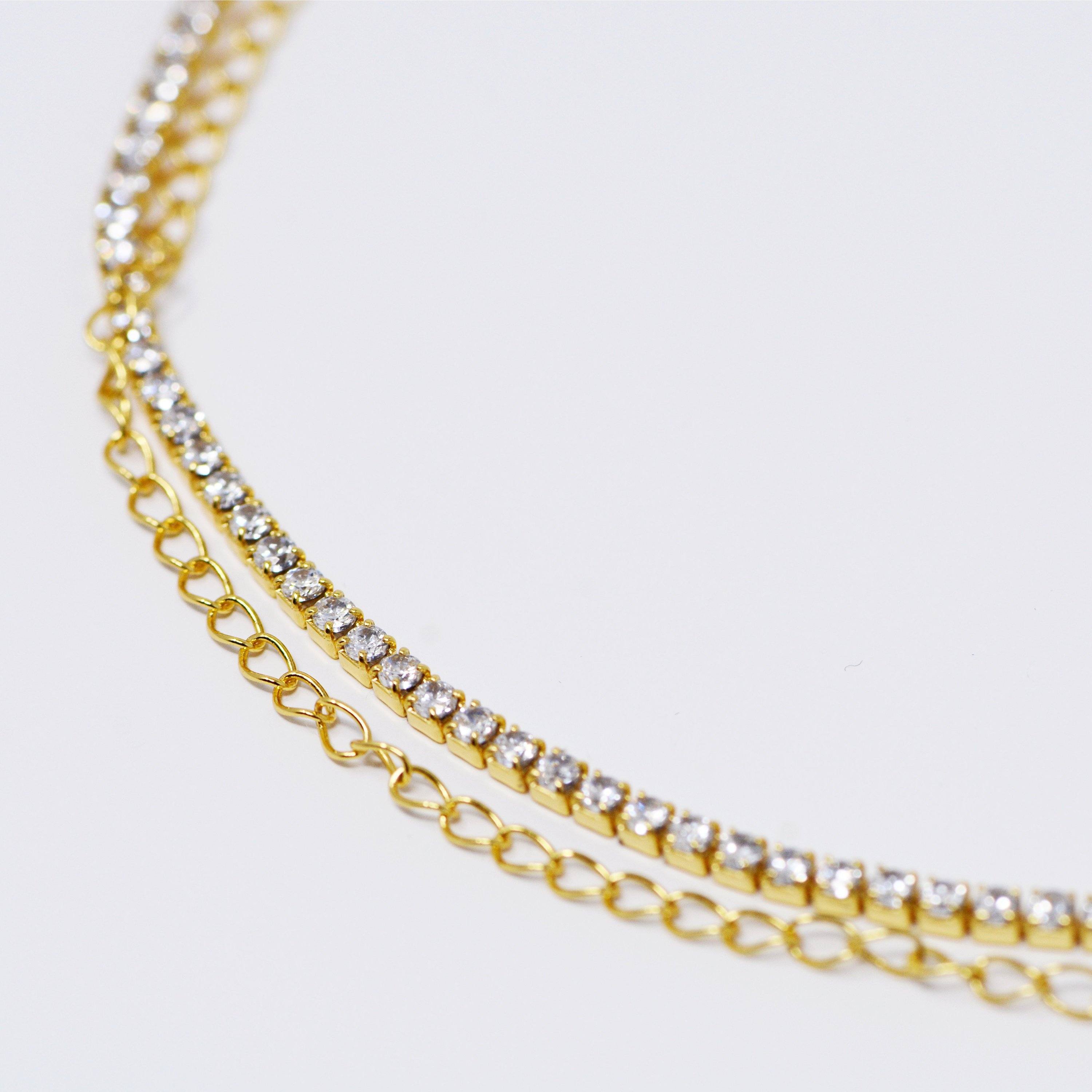 Sterling Silver 925 Tennis Necklace, 2mm Tennis Choker, Tiny Choker, Dainty Choker Necklace, Layering Choker Necklace, Small Diamond Choker LATUKI