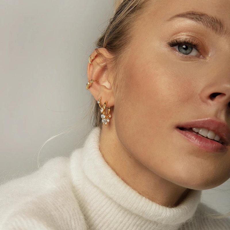 Sterling Silver Charm Hoop Earrings, Dainty Hoop Earrings, Gold 18K Huggie Hoops, Disk Charm, Dangle Hoops, Minimalist Hoops, CZ earrings LATUKI
