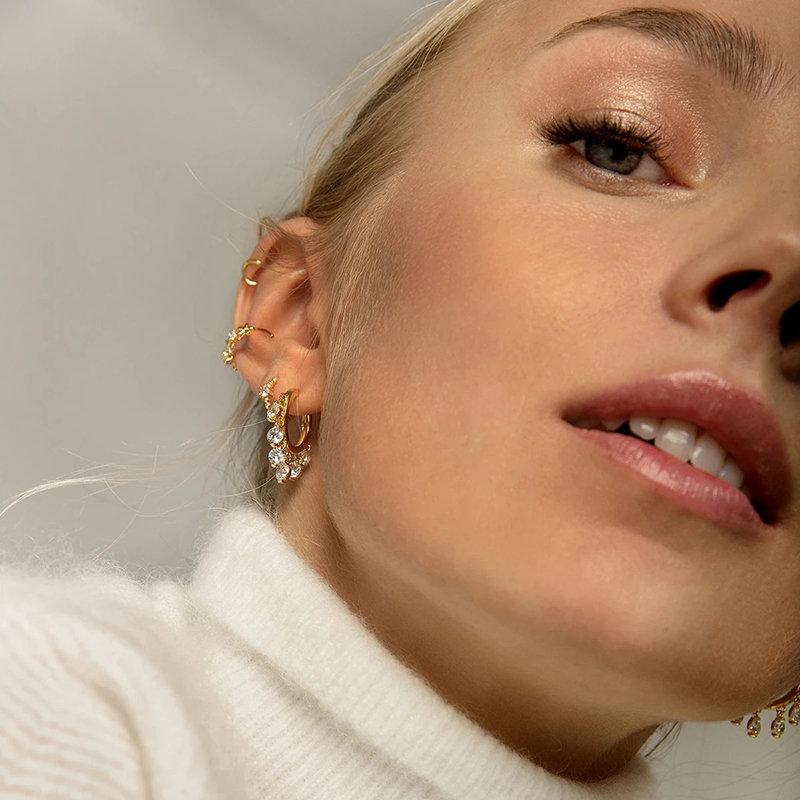 Sterling Silver Charm Hoop Earrings, Dainty Hoop Earrings, Gold 18K Huggie Hoops, Disk Charm, Dangle Hoops, Minimalist Hoops, CZ earrings LATUKI