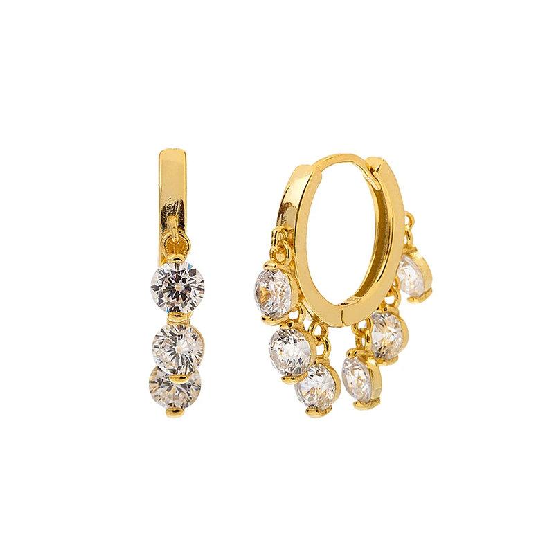 Sterling Silver Charm Hoop Earrings, Dainty Hoop Earrings, Gold 18K Huggie Hoops, Disk Charm, Dangle Hoops, Minimalist Hoops, CZ earrings LATUKI