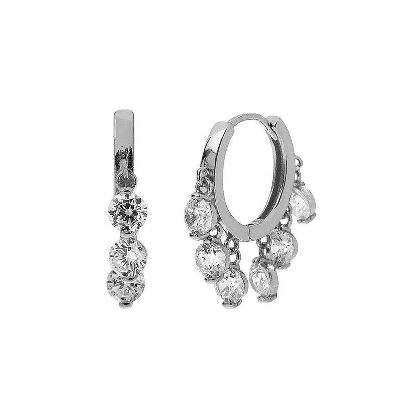 Sterling Silver Charm Hoop Earrings, Dainty Hoop Earrings, Gold 18K Huggie Hoops, Disk Charm, Dangle Hoops, Minimalist Hoops, CZ earrings LATUKI