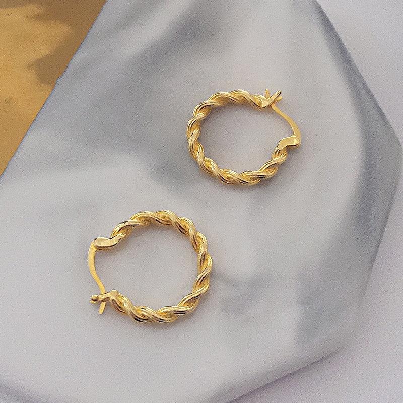 Sterling Silver Circle Twisted Hoop, 18k Gold Plated Hoop, 925 Silver Twisted Hoop, Gold Hoop Earrings, Dainty Minimalist Hoops,Gift For Her LATUKI