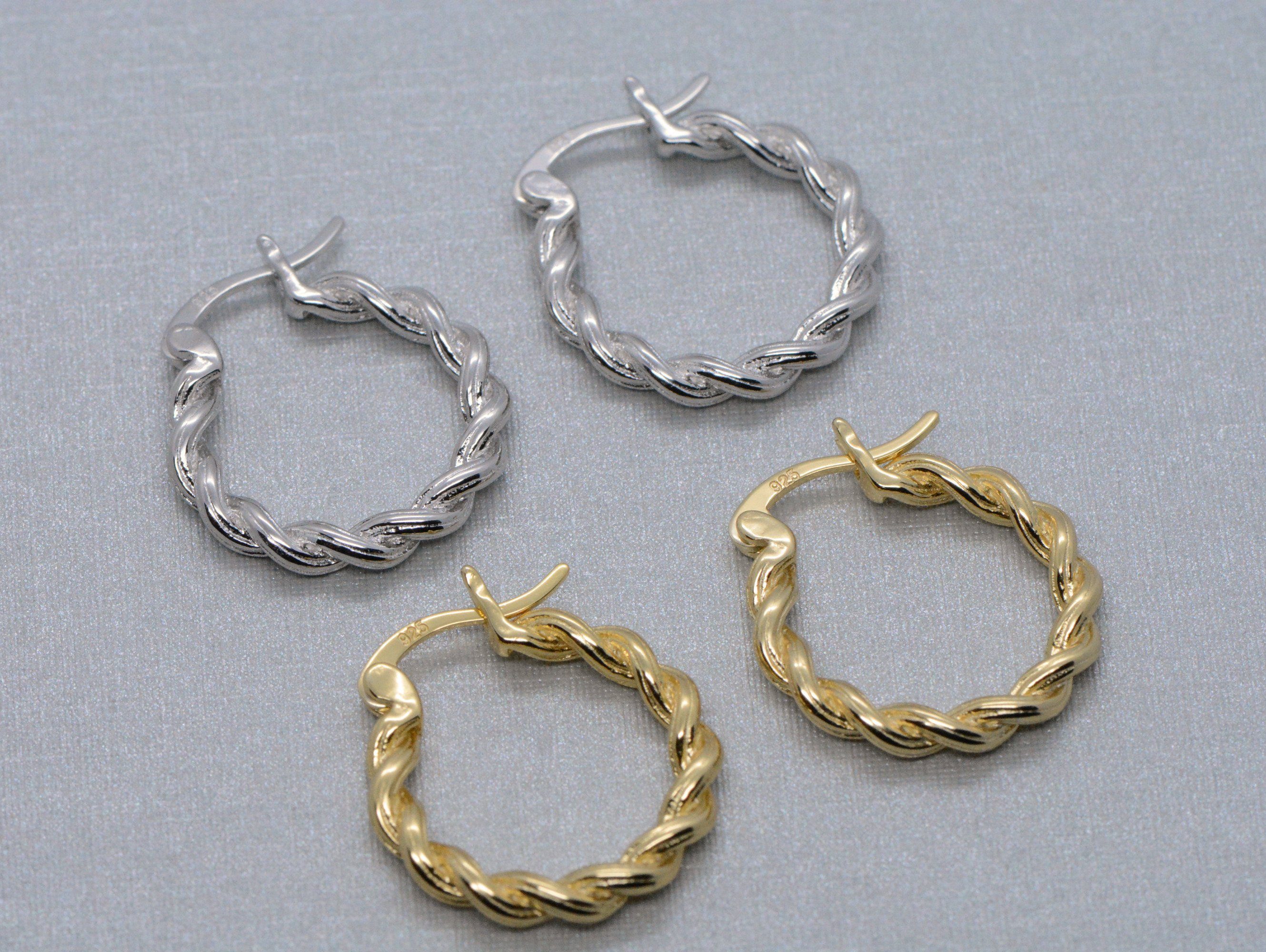 Sterling Silver Circle Twisted Hoop, 18k Gold Plated Hoop, 925 Silver Twisted Hoop, Gold Hoop Earrings, Dainty Minimalist Hoops,Gift For Her LATUKI