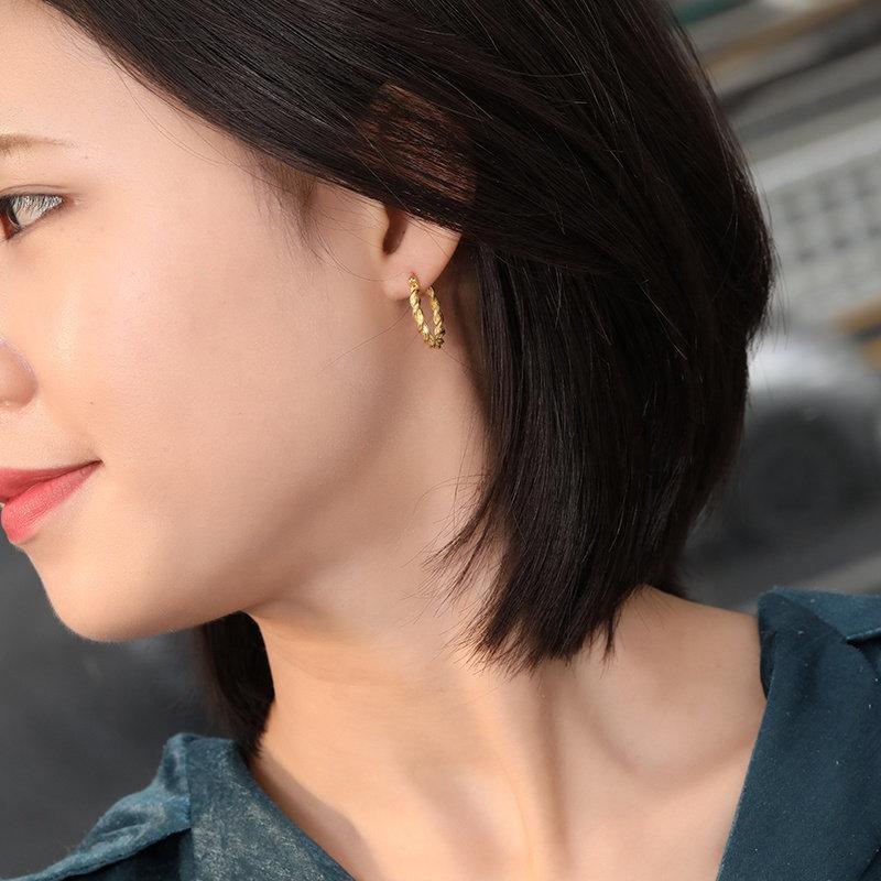 Sterling Silver Circle Twisted Hoop, 18k Gold Plated Hoop, 925 Silver Twisted Hoop, Gold Hoop Earrings, Dainty Minimalist Hoops,Gift For Her LATUKI