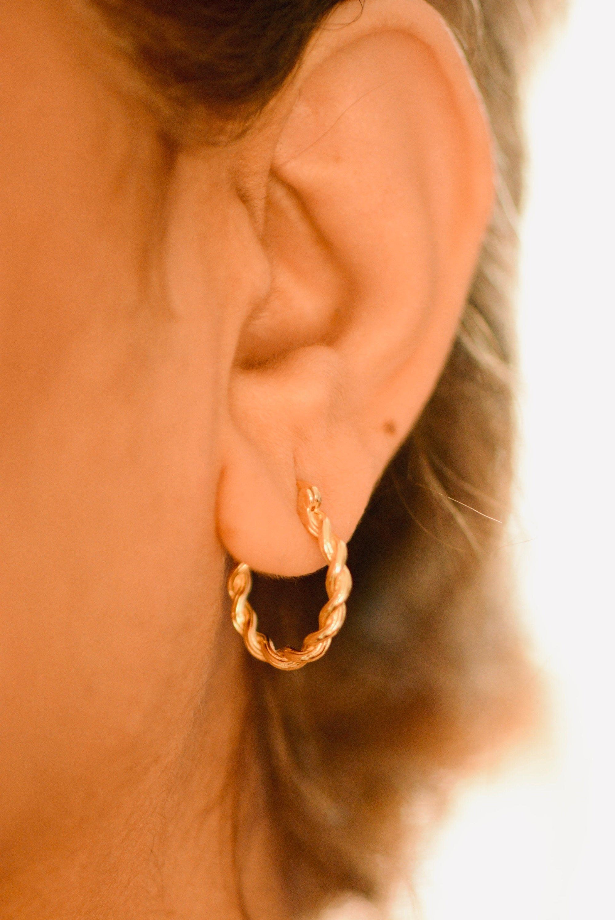 Sterling Silver Circle Twisted Hoop, 18k Gold Plated Hoop, 925 Silver Twisted Hoop, Gold Hoop Earrings, Dainty Minimalist Hoops,Gift For Her LATUKI