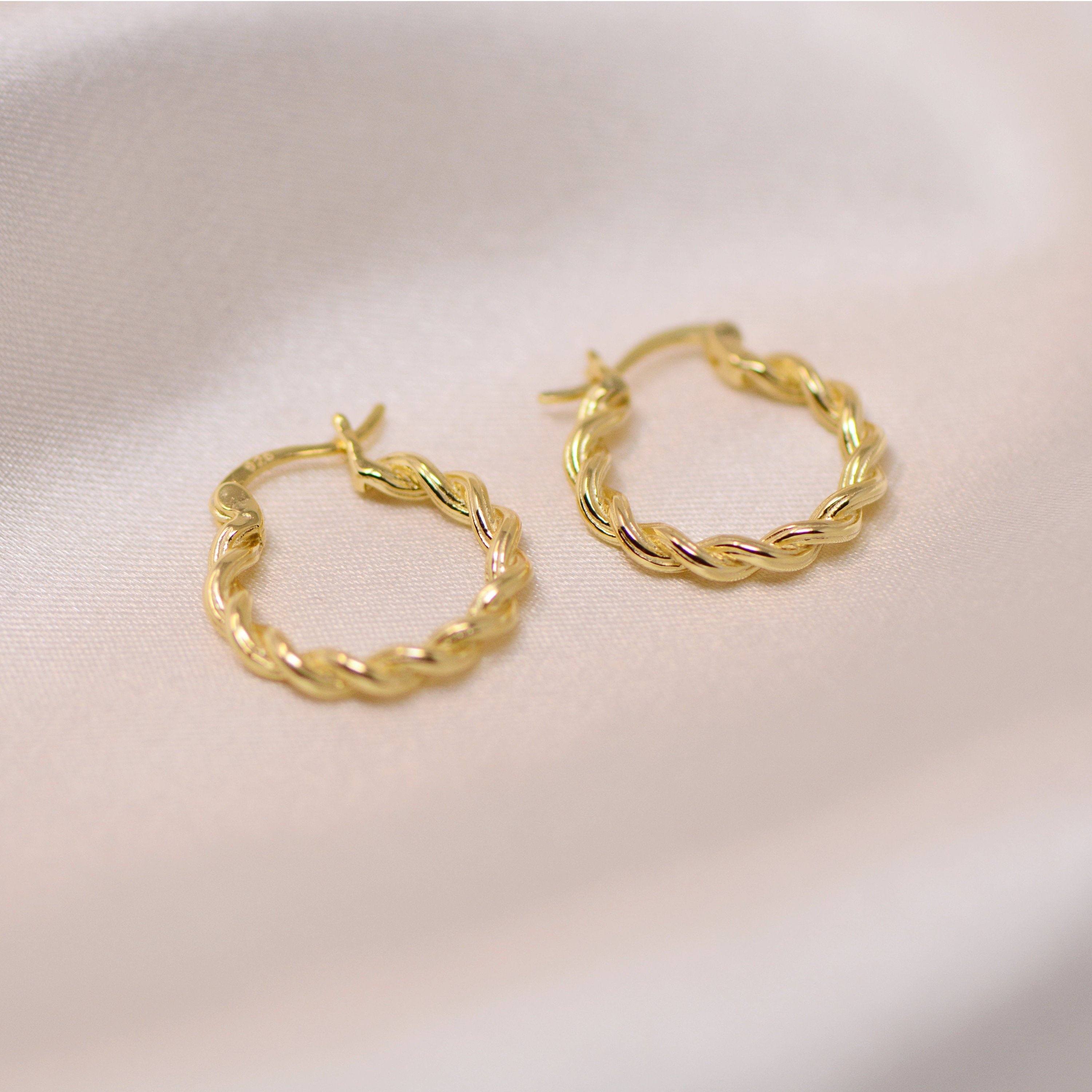 Sterling Silver Circle Twisted Hoop, 18k Gold Plated Hoop, 925 Silver Twisted Hoop, Gold Hoop Earrings, Dainty Minimalist Hoops,Gift For Her LATUKI