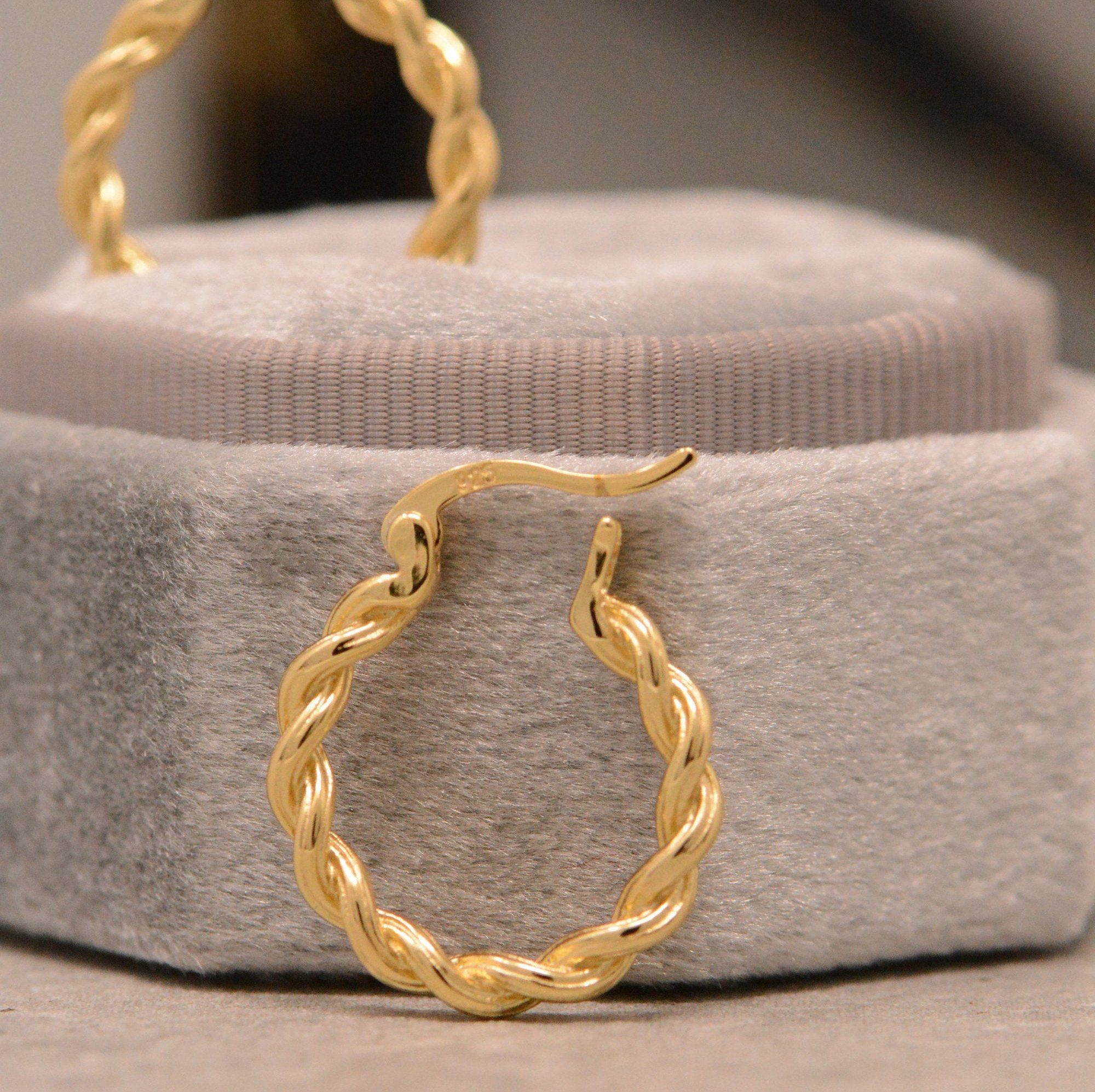 Sterling Silver Circle Twisted Hoop, 18k Gold Plated Hoop, 925 Silver Twisted Hoop, Gold Hoop Earrings, Dainty Minimalist Hoops,Gift For Her LATUKI