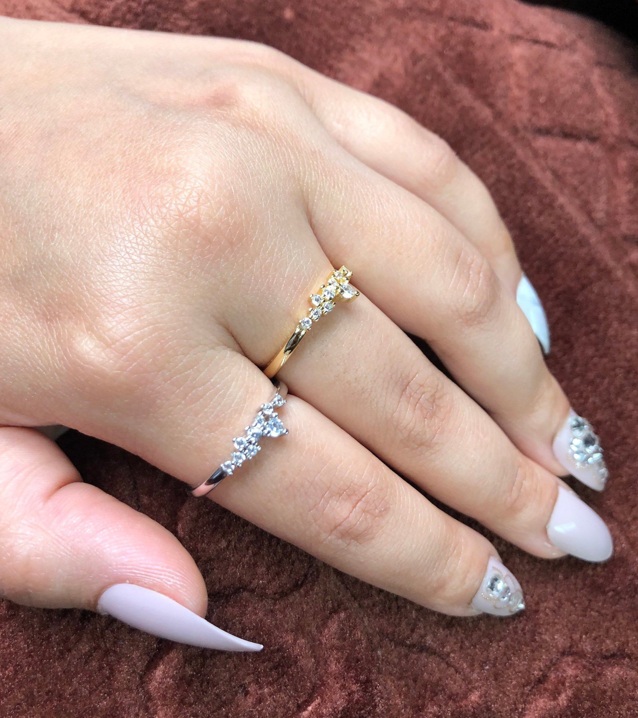 Sterling Silver Cluster Ring, Cluster Band, Cluster Ring Yellow Gold, Silver CZ Cluster ring | Stackable ring | Dainty Ring | Promise Ring LATUKI