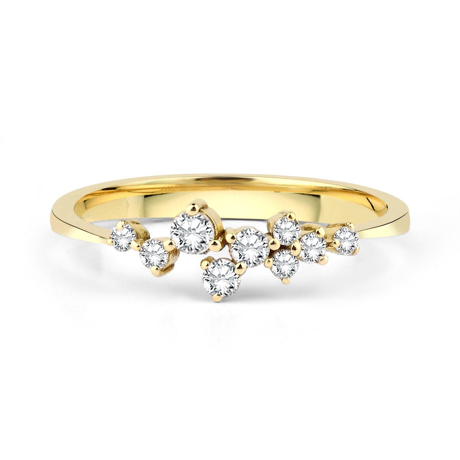 Sterling Silver Cluster Ring, Cluster Band, Cluster Ring Yellow Gold, Silver CZ Cluster ring | Stackable ring | Dainty Ring | Promise Ring LATUKI