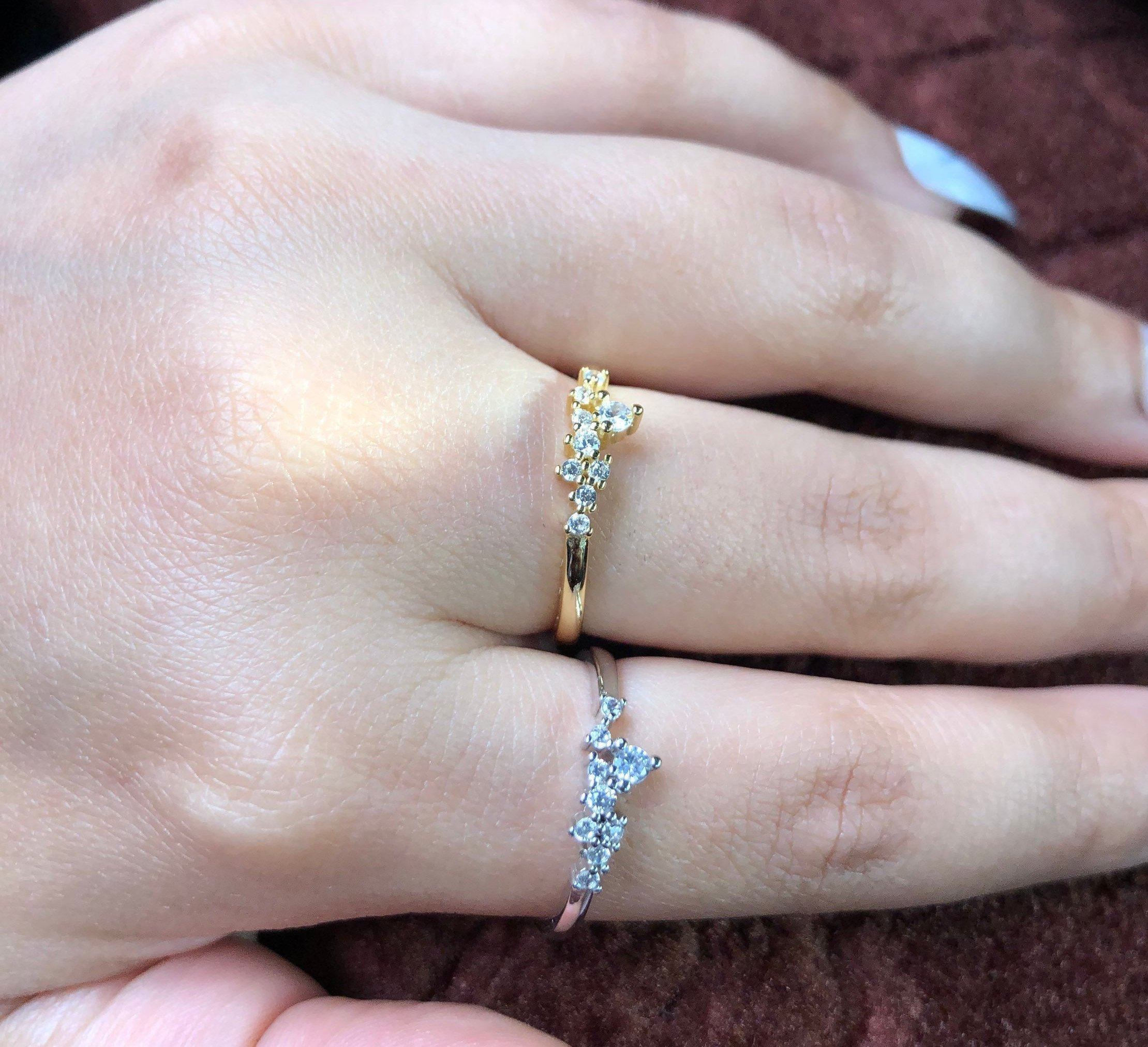 Sterling Silver Cluster Ring, Cluster Band, Cluster Ring Yellow Gold, Silver CZ Cluster ring | Stackable ring | Dainty Ring | Promise Ring LATUKI