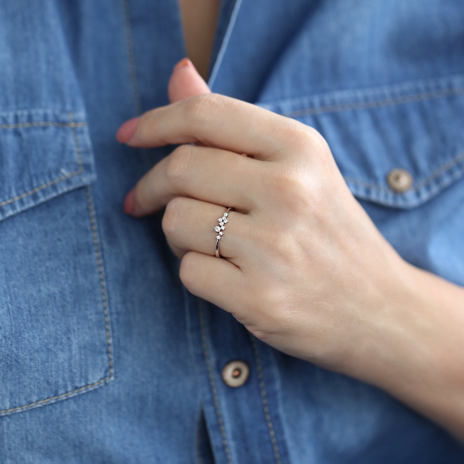 Sterling Silver Cluster Ring, Cluster Band, Cluster Ring Yellow Gold, Silver CZ Cluster ring | Stackable ring | Dainty Ring | Promise Ring LATUKI