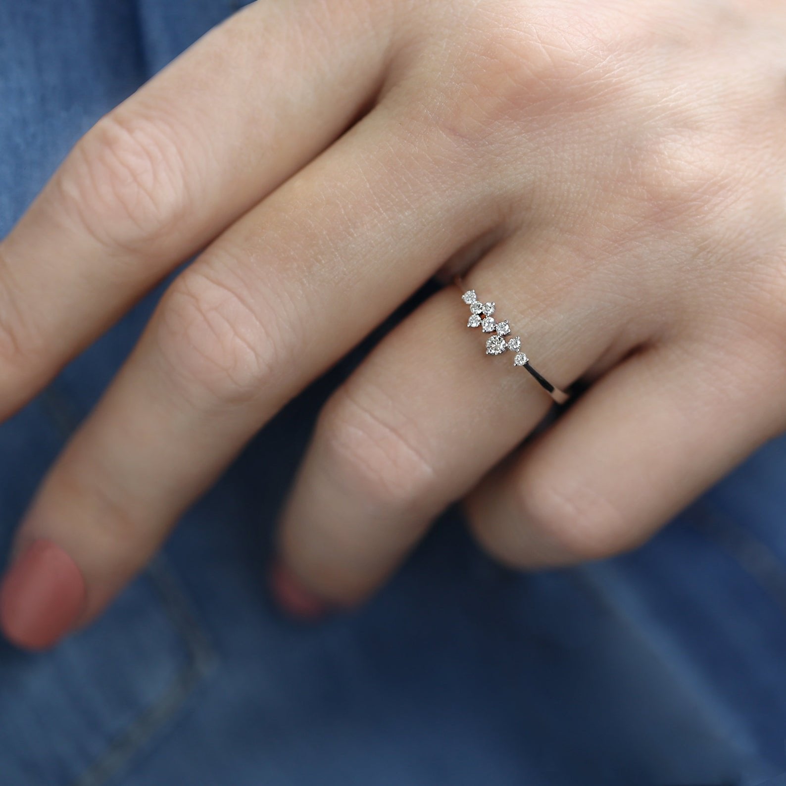 Sterling Silver Cluster Ring, Cluster Band, Cluster Ring Yellow Gold, Silver CZ Cluster ring | Stackable ring | Dainty Ring | Promise Ring LATUKI