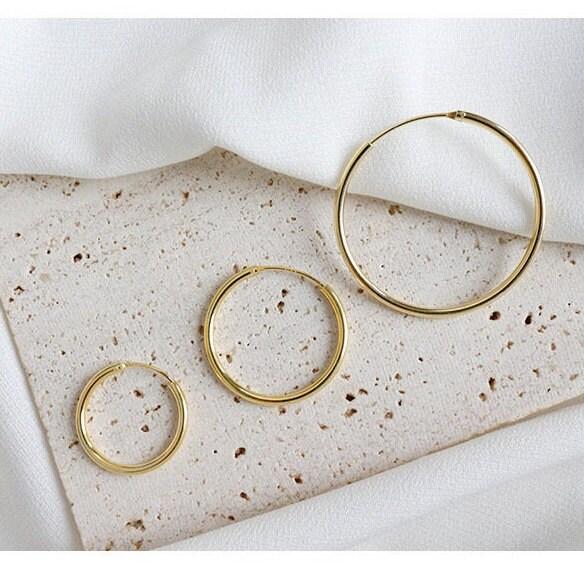 Sterling Silver Dainty Gold Hoops, 18k Gold Vermeil, Thin Hoop Earrings, Gold Hoop Earrings, Endless Gold Hoops, Huggie Hoops, Gift For Her LATUKI