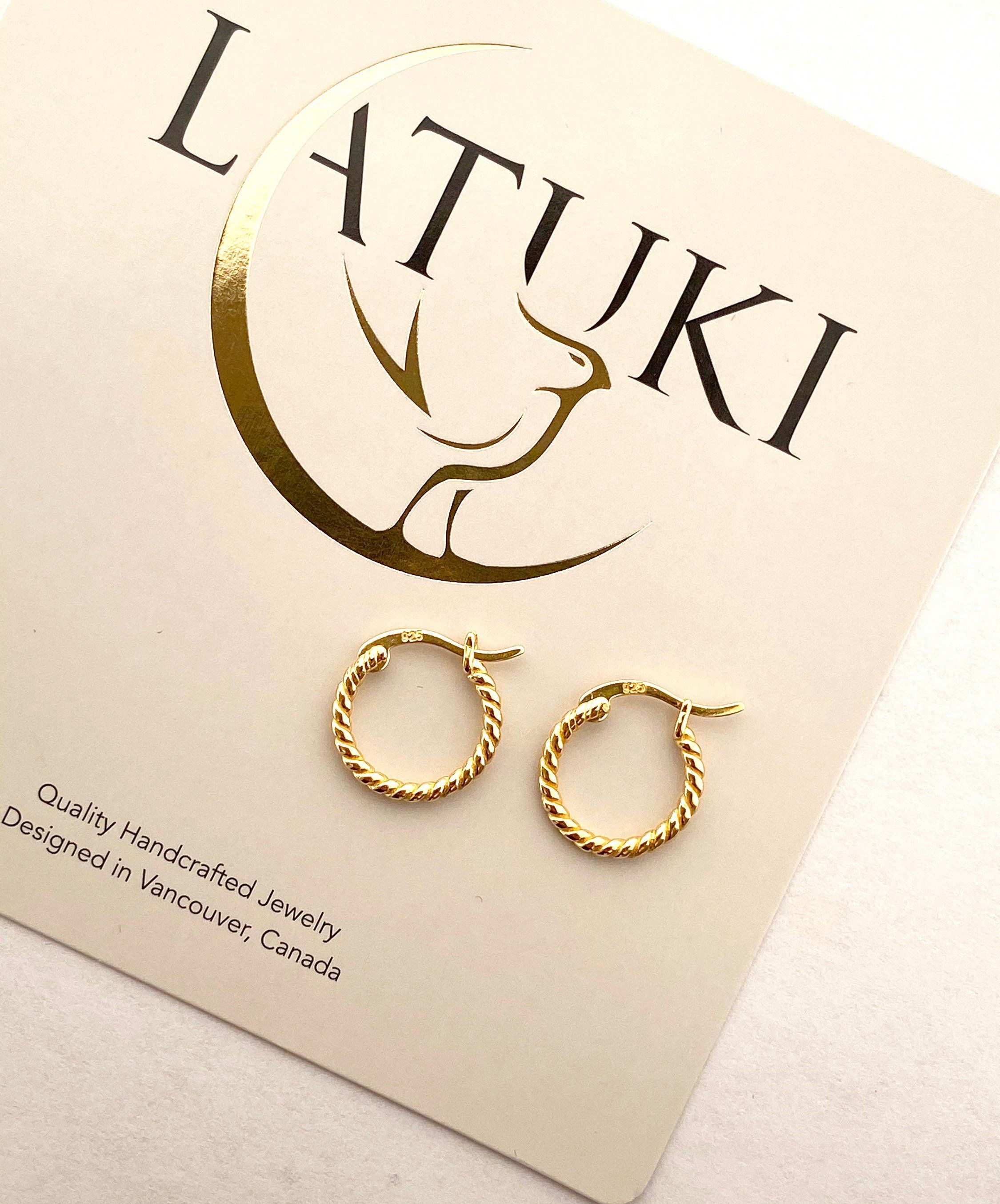 Sterling Silver Dainty Twisted Hoop, 18k Gold Plated Hoop, 925 Silver Twisted Hoop, Gold Hoop Earrings, Dainty Minimalist Hoops,Gift For Her LATUKI
