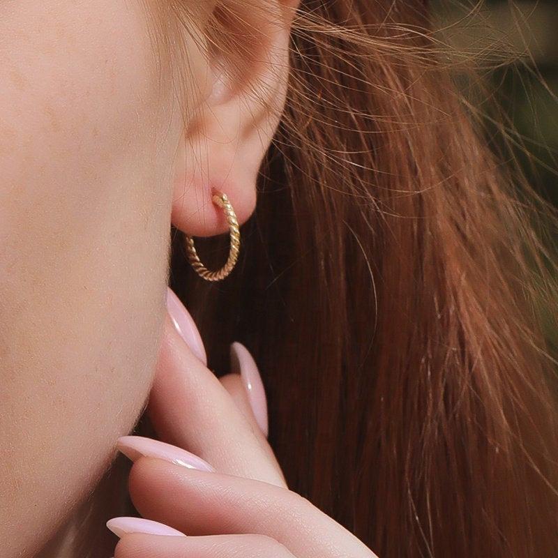 Sterling Silver Dainty Twisted Hoop, 18k Gold Plated Hoop, 925 Silver Twisted Hoop, Gold Hoop Earrings, Dainty Minimalist Hoops,Gift For Her LATUKI