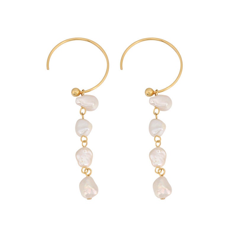 Sterling Silver Freshwater Pearl Dangle Earrings, 18K Gold Vermeil Earrings, Wedding Earrings, Pearl Earrings, Beach Jewelry, Gift For Her LATUKI