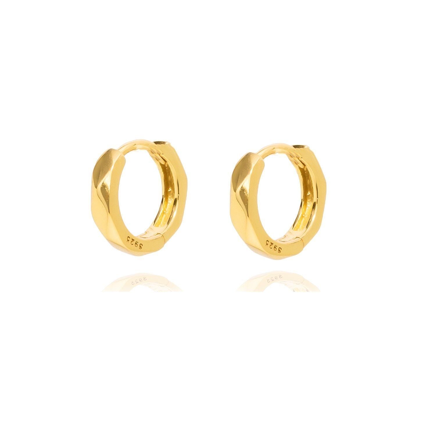 Sterling Silver Geometric Huggie Earrings, Huggie Hoops, Dainty hoops, Tiny hoops, CZ, Thin hoops, Minimalist Earrings, Minimal jewelry,gift LATUKI