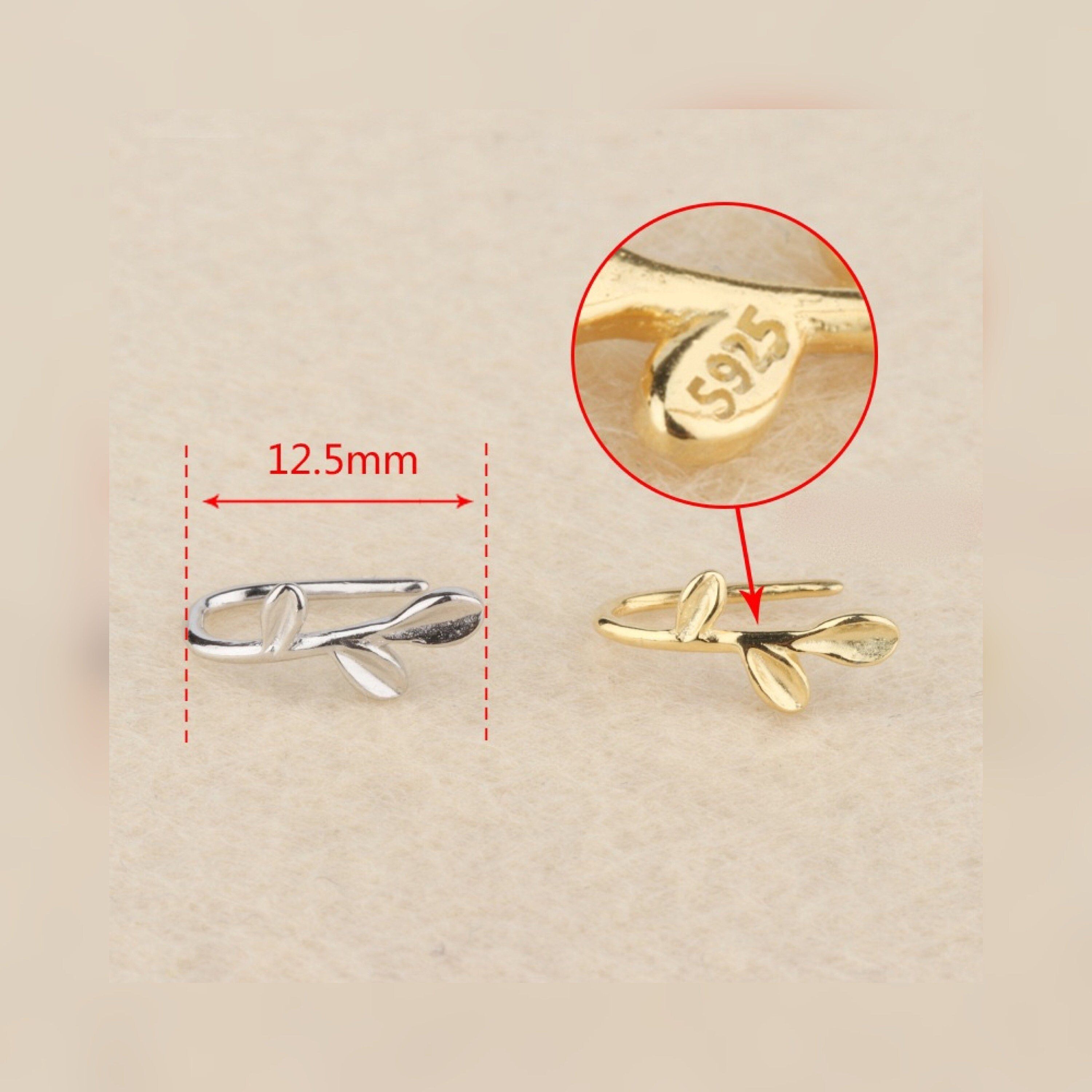 Sterling Silver Gold Leaf Threader Earrings, Gold Dainty Open Hoop Earrings, Hook Earrings, Horseshoe Hoop Earrings, Gift For Her, S925 LATUKI